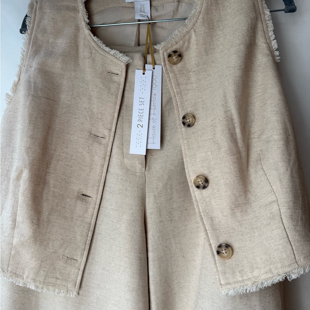 House of Harlow 1960 Cream Wide Leg Pants with Matching Vest